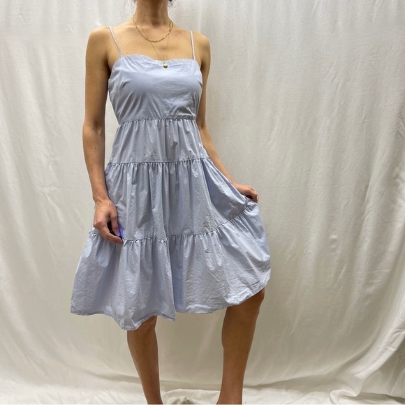 Gap tiered midi dress size 4 cotton blue Summer beach vacation fit and flare - Picture 13 of 14